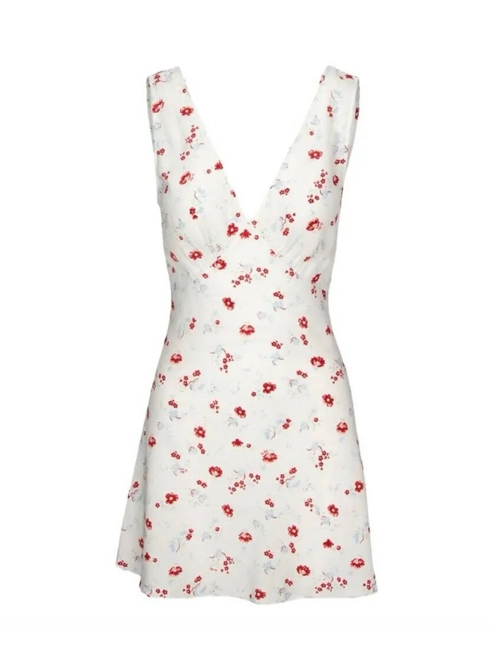 Realisation Par White Mini Dress with Red Floral Print